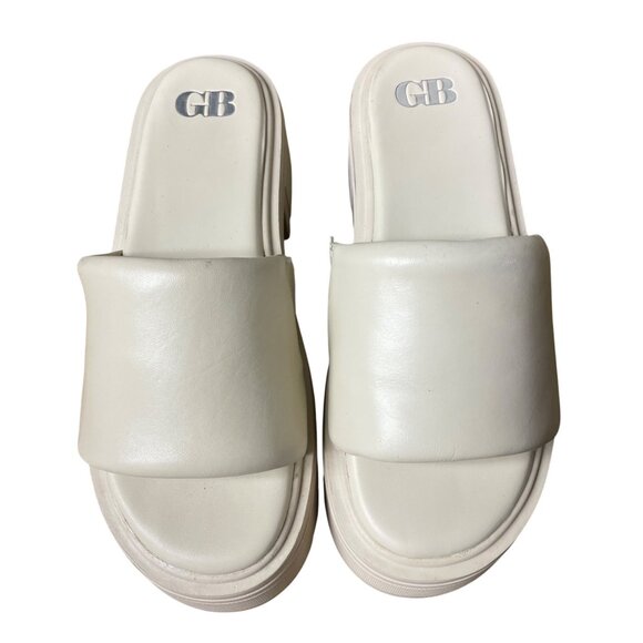 GB Gianni Bini Puffy Leather Chunky Platform Sandals Cream Sz 8 - Picture 3 of 7